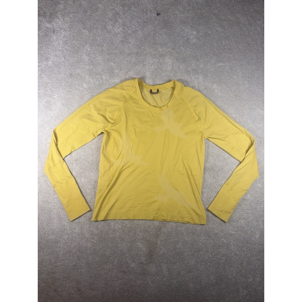 Oiselle Flyte Long Sleeve Shirt Womens M Yellow Seamless Running Top Athletic